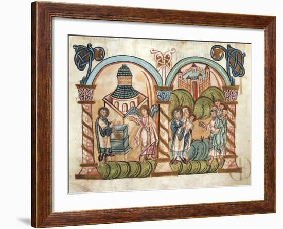 The Angel Making the Announcement to Zachariah and the Birth of John the Baptist-null-Framed Giclee Print