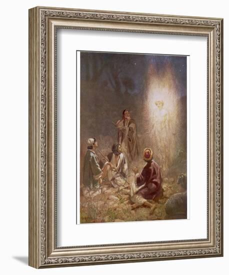 The Angel of the Lord Announces the Arrival of Jesus to the Shepherds-William Hole-Framed Photographic Print