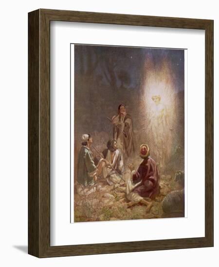 The Angel of the Lord Announces the Arrival of Jesus to the Shepherds-William Hole-Framed Photographic Print