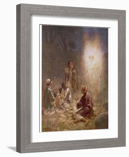 The Angel of the Lord Announces the Arrival of Jesus to the Shepherds-William Hole-Framed Photographic Print