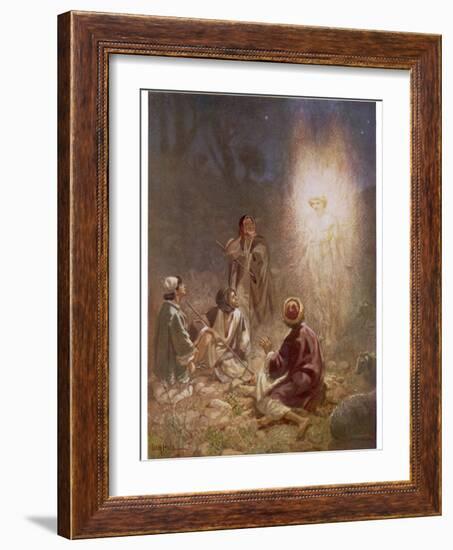 The Angel of the Lord Announces the Arrival of Jesus to the Shepherds-William Hole-Framed Photographic Print