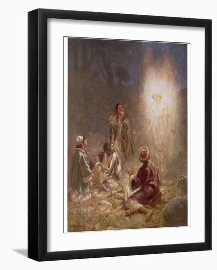 The Angel of the Lord Announces the Arrival of Jesus to the Shepherds-William Hole-Framed Photographic Print