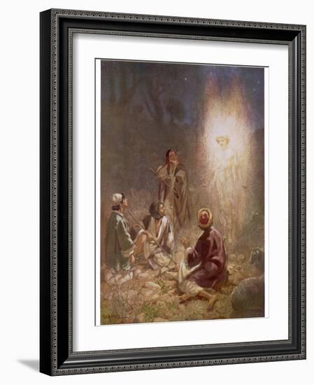 The Angel of the Lord Announces the Arrival of Jesus to the Shepherds-William Hole-Framed Photographic Print