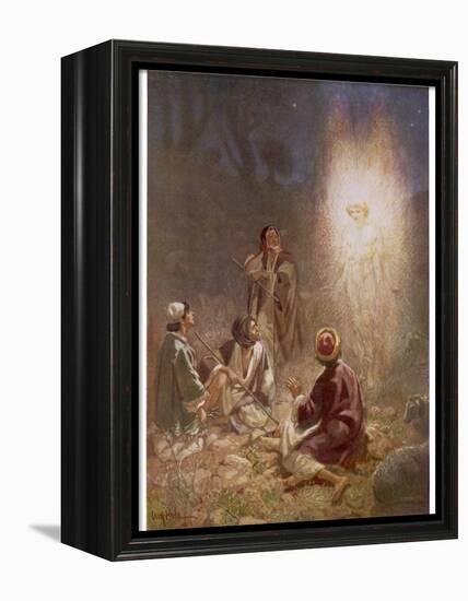 The Angel of the Lord Announces the Arrival of Jesus to the Shepherds-William Hole-Framed Premier Image Canvas