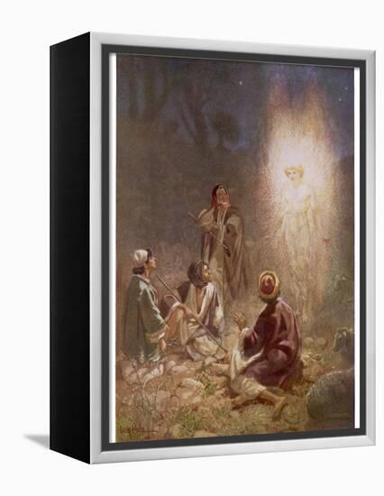 The Angel of the Lord Announces the Arrival of Jesus to the Shepherds-William Hole-Framed Premier Image Canvas