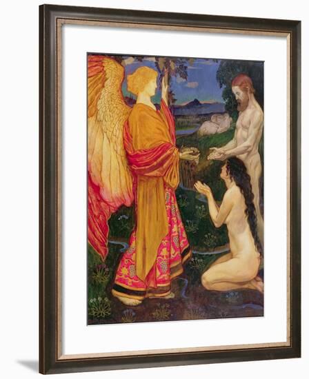 The Angel Offering the Fruits of the Garden of Eden to Adam and Eve-John Byam Shaw-Framed Giclee Print