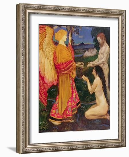 The Angel Offering the Fruits of the Garden of Eden to Adam and Eve-John Byam Shaw-Framed Giclee Print