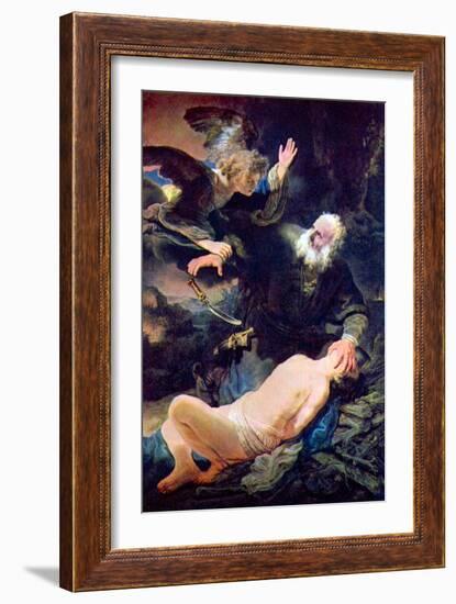 The Angel Prevents the Sacrifice of Isaac-Rembrandt van Rijn-Framed Art Print