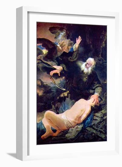 The Angel Prevents the Sacrifice of Isaac-Rembrandt van Rijn-Framed Art Print