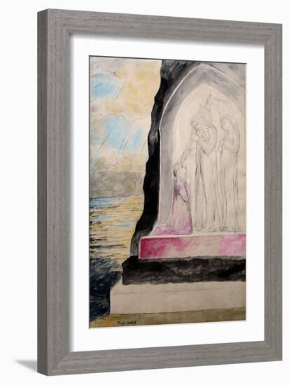 The Angel with the Sword Marking Dante with the Sevenfold' from 'Purgatorio'-William Blake-Framed Giclee Print