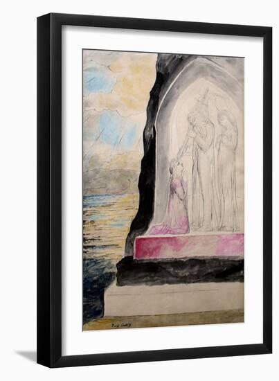 The Angel with the Sword Marking Dante with the Sevenfold' from 'Purgatorio'-William Blake-Framed Giclee Print