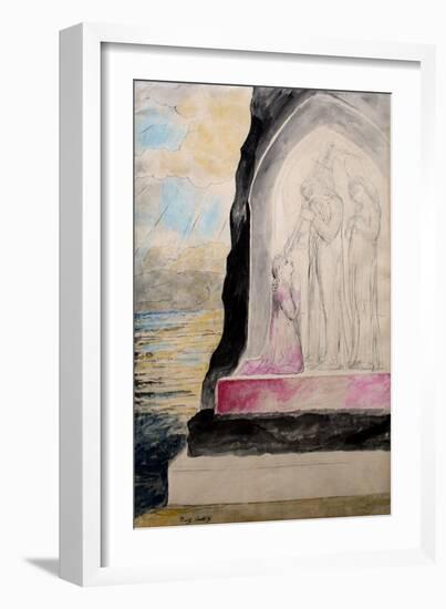 The Angel with the Sword Marking Dante with the Sevenfold' from 'Purgatorio'-William Blake-Framed Giclee Print