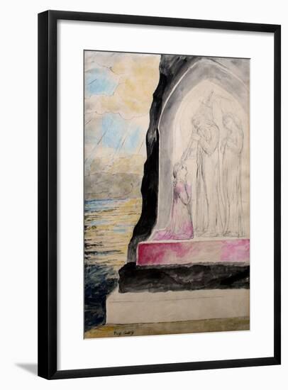 The Angel with the Sword Marking Dante with the Sevenfold' from 'Purgatorio'-William Blake-Framed Giclee Print