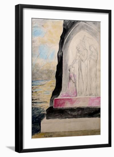 The Angel with the Sword Marking Dante with the Sevenfold' from 'Purgatorio'-William Blake-Framed Giclee Print