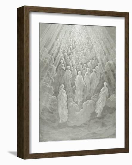 The Angels in the Planet Mercury: Beatrice Ascends with Dante to the Planet Mercury, C.1860-68-Gustave Doré-Framed Giclee Print