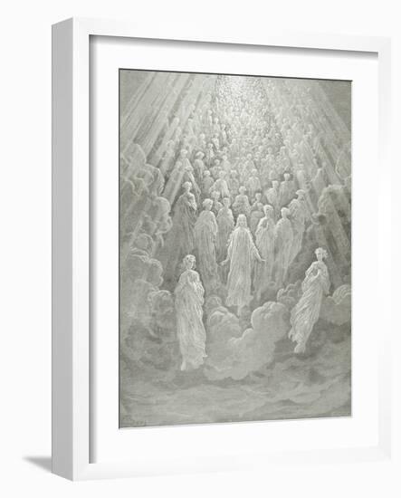 The Angels in the Planet Mercury: Beatrice Ascends with Dante to the Planet Mercury, C.1860-68-Gustave Doré-Framed Giclee Print