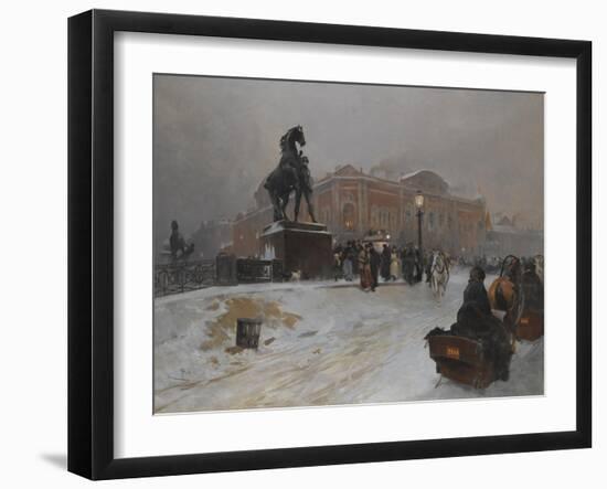 The Anichkov Bridge on Nevsky Prospekt at Dusk-Paolo Sala-Framed Giclee Print