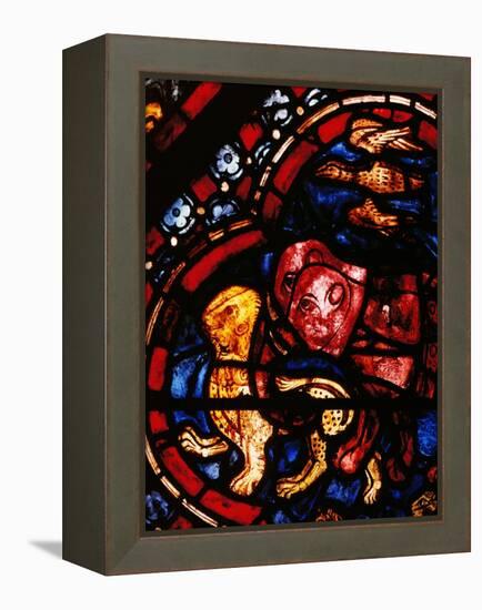 The Animals Leaving Noah's Ark, Stained Glass-null-Framed Premier Image Canvas