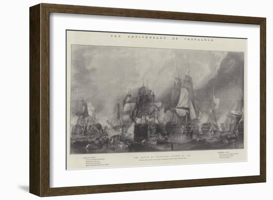 The Anniversary of Trafalgar, the Battle of Trafalgar, 21 October 1805-null-Framed Giclee Print