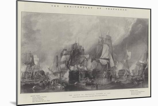 The Anniversary of Trafalgar, the Battle of Trafalgar, 21 October 1805-null-Mounted Giclee Print