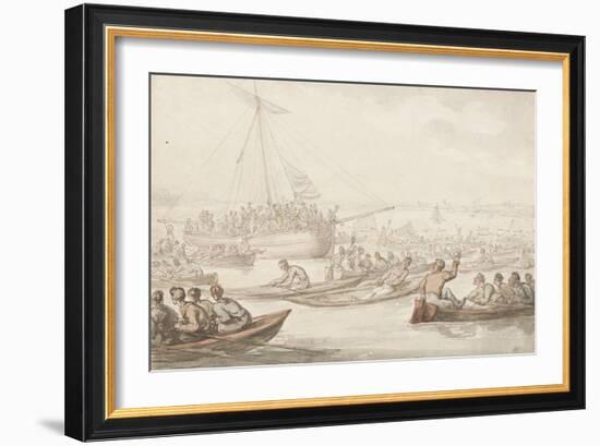 The Annual Sculling Race for Doggett's Coat and Badge-Thomas Rowlandson-Framed Giclee Print