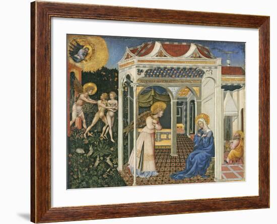 The Annunciation and Expulsion from Paradise, C. 1435-Giovanni di Paolo di Grazia-Framed Giclee Print