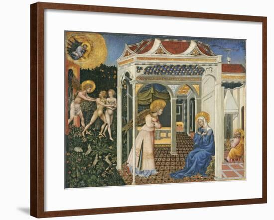 The Annunciation and Expulsion from Paradise, C. 1435-Giovanni di Paolo di Grazia-Framed Giclee Print