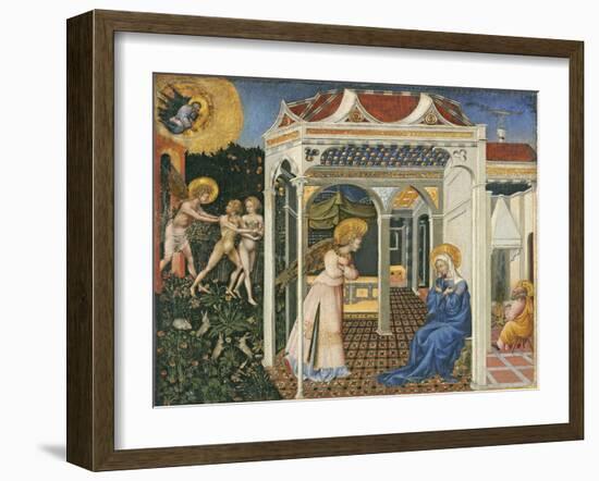The Annunciation and Expulsion from Paradise, C. 1435-Giovanni di Paolo di Grazia-Framed Giclee Print