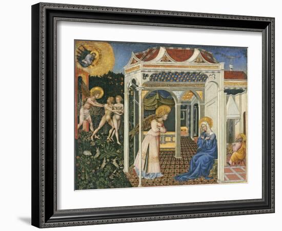 The Annunciation and Expulsion from Paradise, C. 1435-Giovanni di Paolo di Grazia-Framed Giclee Print