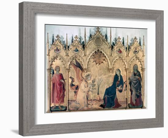 'The Annunciation and Two Saints', 1333. Artist: Simone Martini-Simone Martini-Framed Giclee Print