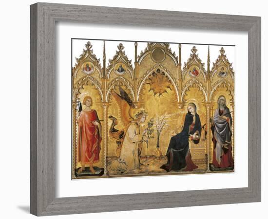 The Annunciation and Two Saints (Annunciazione E Due Santi)-Simone Martini-Framed Art Print