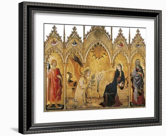 The Annunciation and Two Saints (Annunciazione E Due Santi)-Simone Martini-Framed Art Print