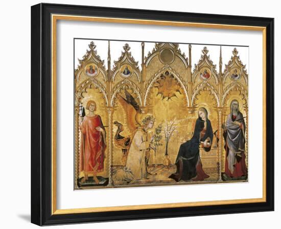 The Annunciation and Two Saints (Annunciazione E Due Santi)-Simone Martini-Framed Art Print