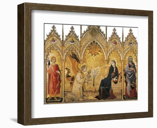 The Annunciation and Two Saints (Annunciazione E Due Santi)-Simone Martini-Framed Art Print