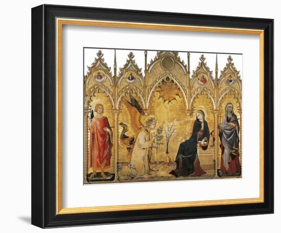 The Annunciation and Two Saints (Annunciazione E Due Santi)-Simone Martini-Framed Art Print