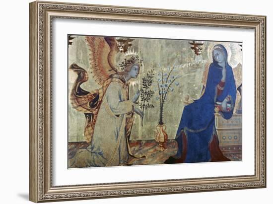 The Annunciation and Two Saints, (Detail), 1333-Simone Martini-Framed Giclee Print