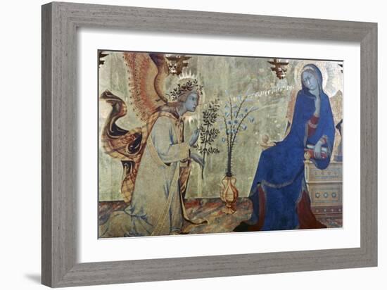 The Annunciation and Two Saints, (Detail), 1333-Simone Martini-Framed Giclee Print