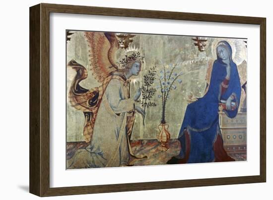 The Annunciation and Two Saints, (Detail), 1333-Simone Martini-Framed Giclee Print