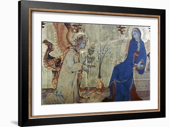 The Annunciation and Two Saints, (Detail), 1333-Simone Martini-Framed Giclee Print