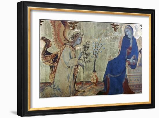 The Annunciation and Two Saints, (Detail), 1333-Simone Martini-Framed Giclee Print