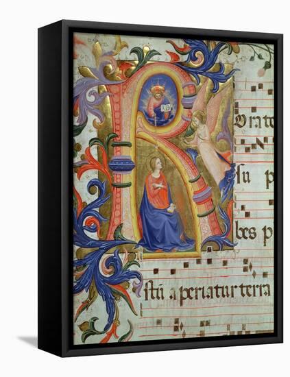 The Annunciation Depicted in an Historiated Initial 'R', Detail from a Missal, c.1430-Fra Angelico-Framed Premier Image Canvas