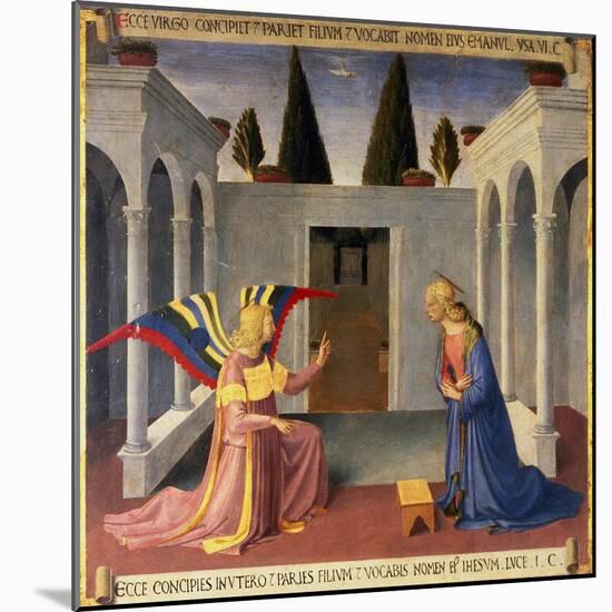 The Annunciation, Detail from Panel One of the Silver Treasury of Santissima Annunziata, c. 1450-53-Fra Angelico-Mounted Giclee Print