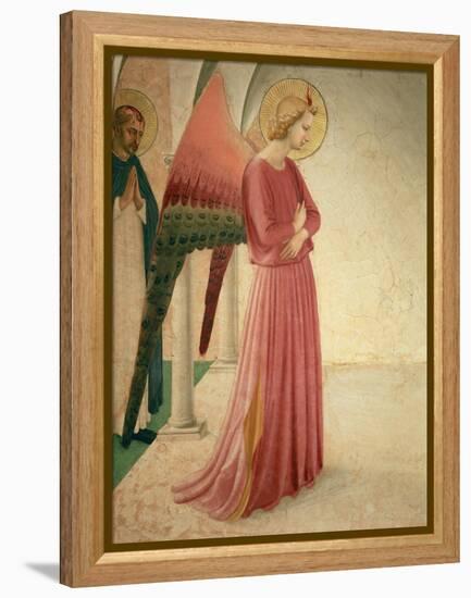 The Annunciation, Detail of the Angel Gabriel and St. Peter the Martyr, 1442-Fra Angelico-Framed Premier Image Canvas