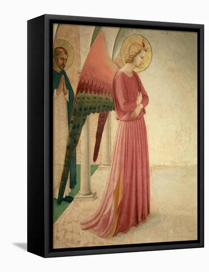 The Annunciation, Detail of the Angel Gabriel and St. Peter the Martyr, 1442-Fra Angelico-Framed Premier Image Canvas