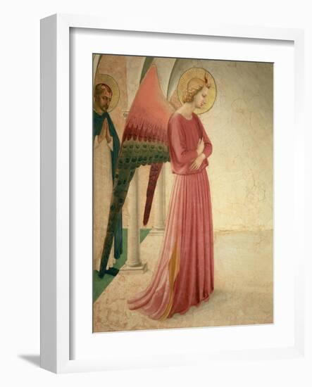 The Annunciation, Detail of the Angel Gabriel and St. Peter the Martyr, 1442-Fra Angelico-Framed Giclee Print