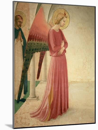 The Annunciation, Detail of the Angel Gabriel and St. Peter the Martyr, 1442-Fra Angelico-Mounted Giclee Print