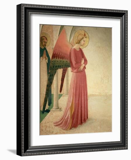 The Annunciation, Detail of the Angel Gabriel and St. Peter the Martyr, 1442-Fra Angelico-Framed Giclee Print