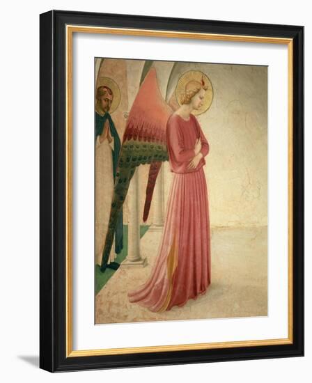 The Annunciation, Detail of the Angel Gabriel and St. Peter the Martyr, 1442-Fra Angelico-Framed Giclee Print