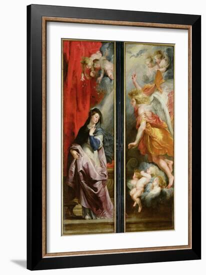 The Annunciation, from the Reverse of the Triptych of the Martyrdom of St. Stephen, circa 1617-Peter Paul Rubens-Framed Giclee Print