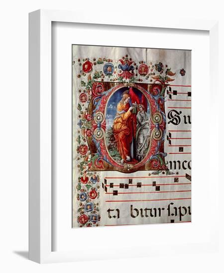 The Annunciation, Historiated Initial "O," Detail of a Page from an Antiphonal, circa 1473-79-Liberale-Framed Giclee Print